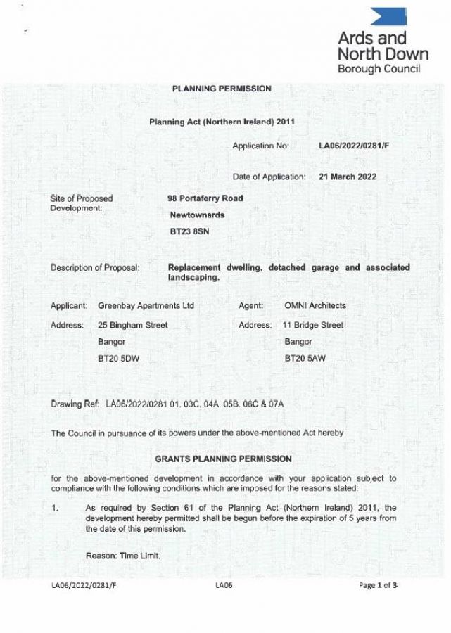 Site with FPP, 98 Portaferry Road