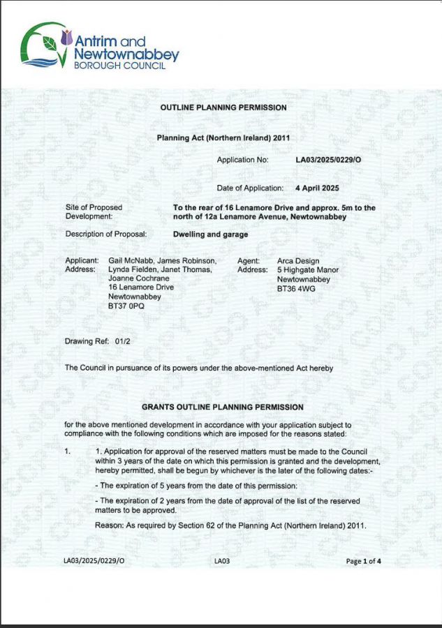 Residential Building Site Adjacent To 16 Lenamore Drive