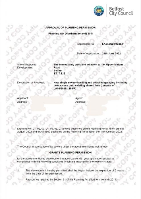 Building Site West of, 194A Upper Malone Road