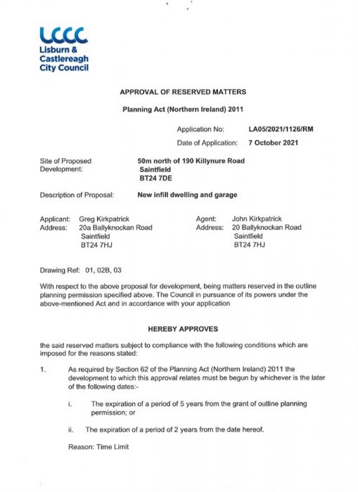 Building Site 50M North Of 190 Killynure Road