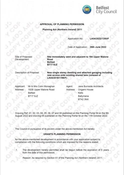 Building Site, 194A Upper Malone Road Building Site, 194A Upper Malone Road