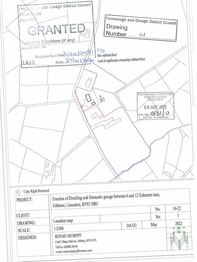 Circa 6.5 Acres Of Land & Two Building Sites Eshbane Road