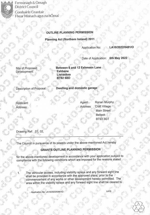 Circa 6.5 Acres Of Land & Two Building Sites Eshbane Road