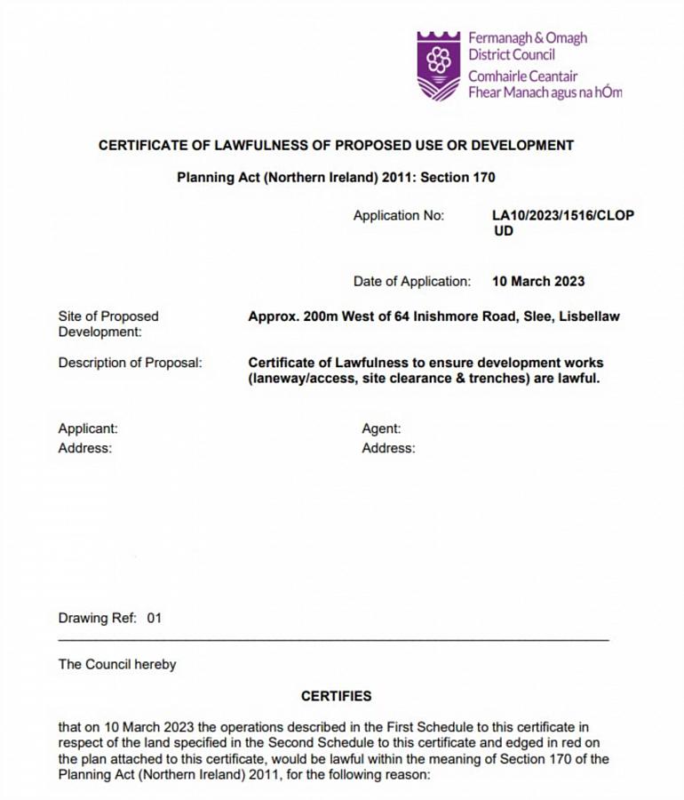Building Site With Full Planning At Lough Barry