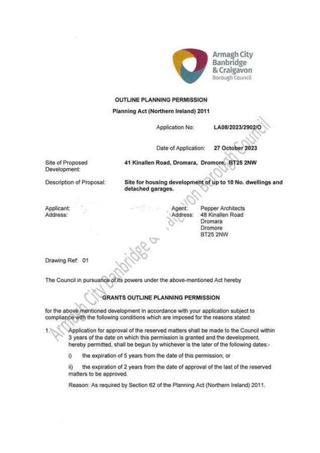 RESIDENTIAL DEVELOPMENT LAND, 41 Kinallen Road