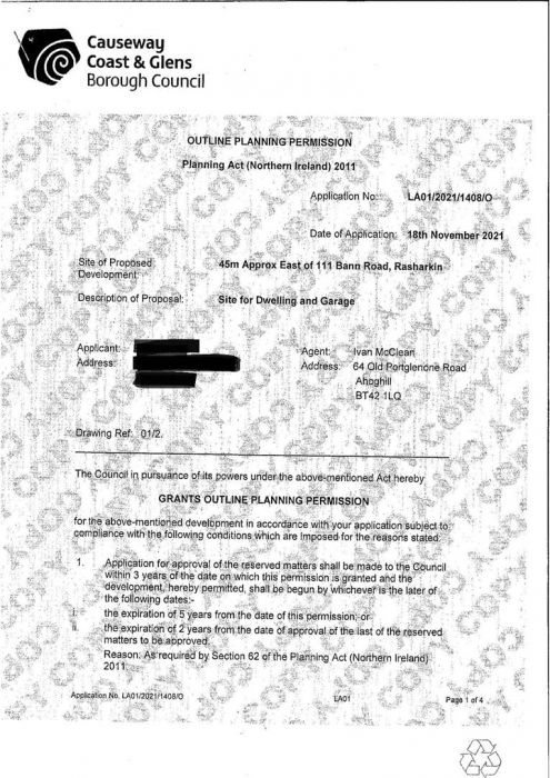 Site 2, Approx. 45M East Of 111 Bann Road Site 2, Approx. 45M East Of 111 Bann Road
